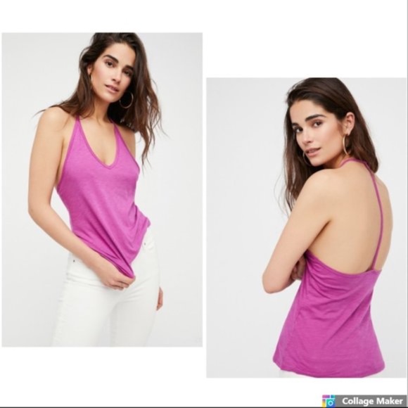 FREE PEOPLE STRAPPY T-BACK PURPLE CAMI TOP XS NEW - Picture 2 of 5